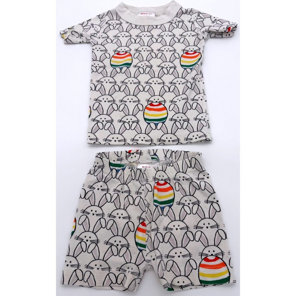 Hanna Andersson Easter Bunny Rainbow Egg Pajama Short 2PC Set Size 2T 80/85
